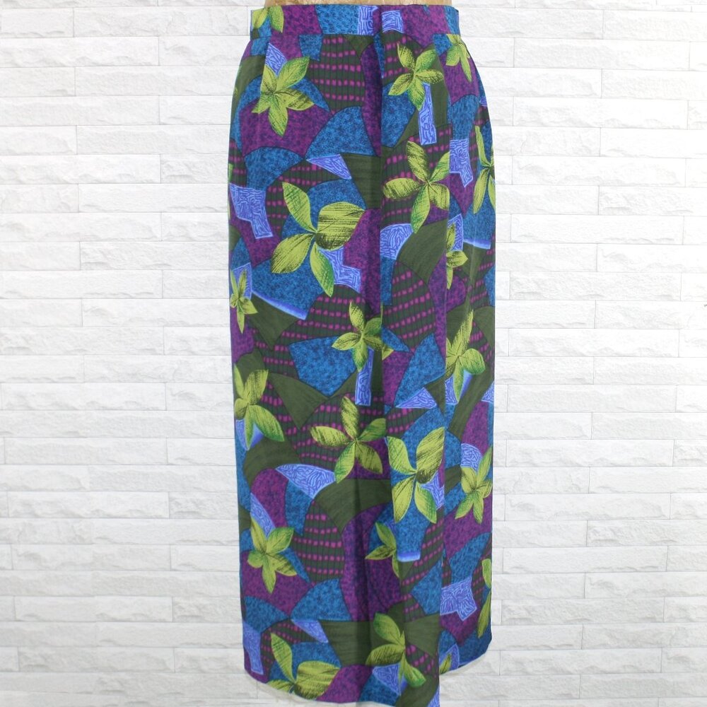 VINTAGE DONCASTER Skirt Wrap Floral Abstract Patchwork Blue Multicolor Midaxi 12